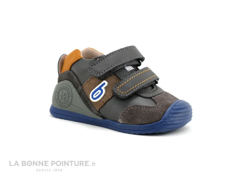 Achat chaussures Biomecanics Bébé Bottillon, vente Biomecanics 181155 Gris anthracite - Chaussure velcro BEBE