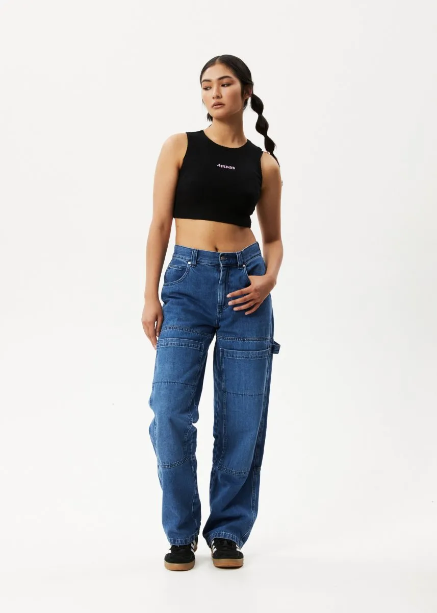 Afends Womens Lilah - Pointelle Cropped Tank - Black