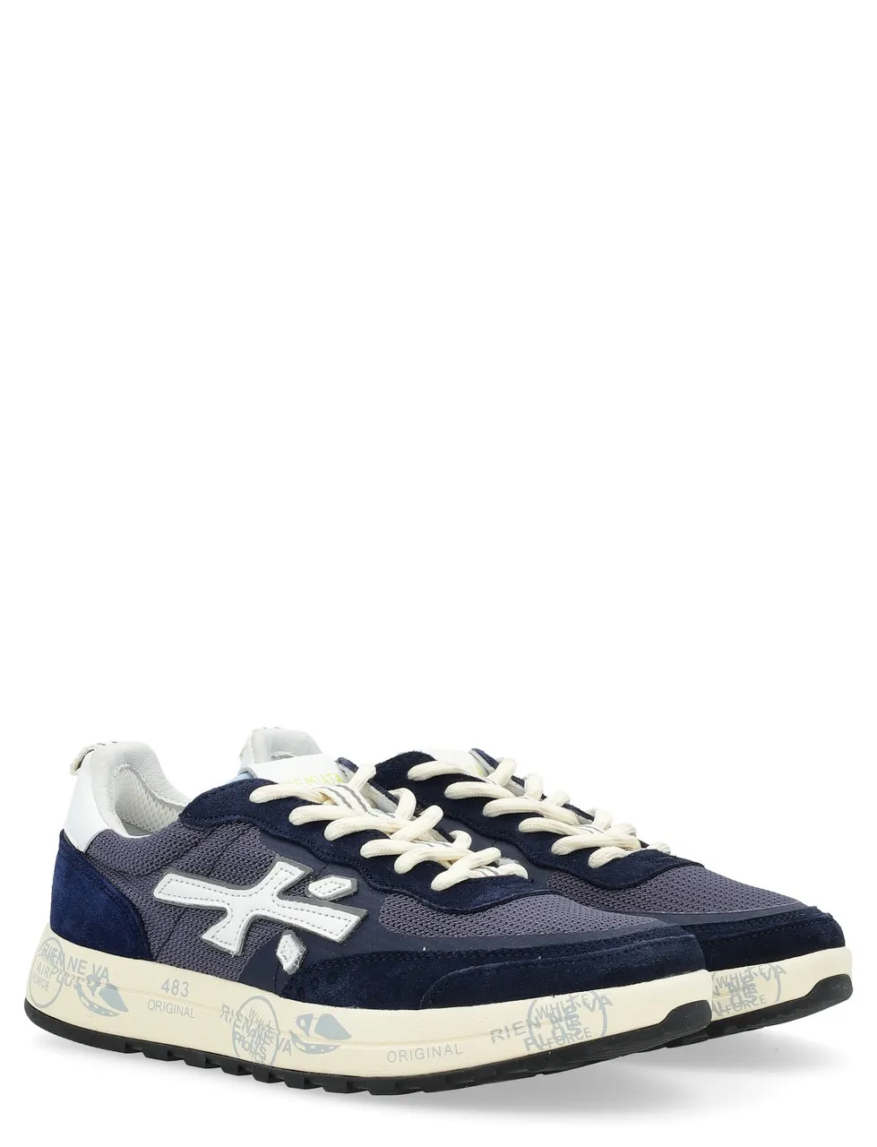 Baskets Premiata Nous 6658 en daim et tissu technique bleu
