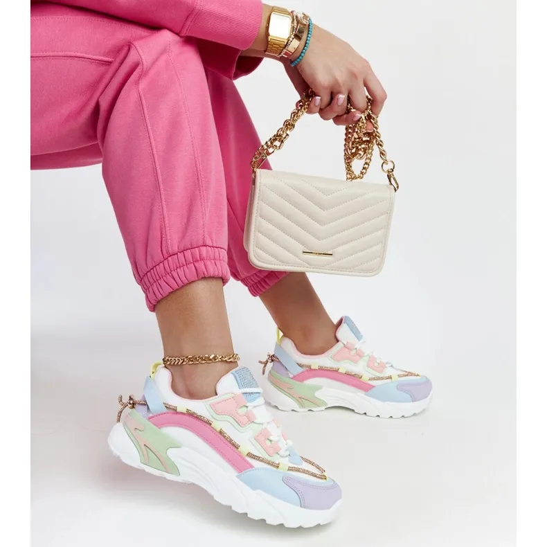 Baskets à plateforme multicolores avec strass Rutf