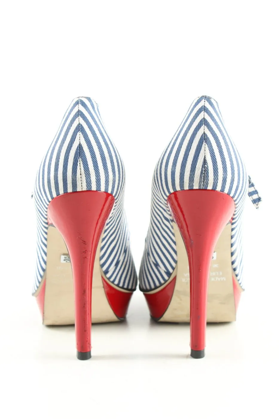 Buffalo London Talons hauts bleu-blanc motif rayé style décontracté