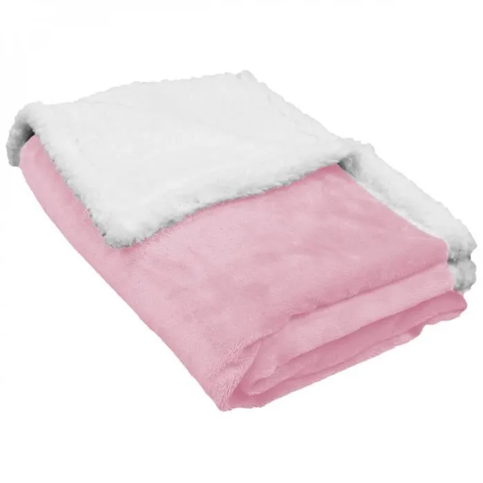 Couverture pour bébé en flanelle et sherpa ultra doux - Monsieur Bébé - Rose - 75 x 100 cm