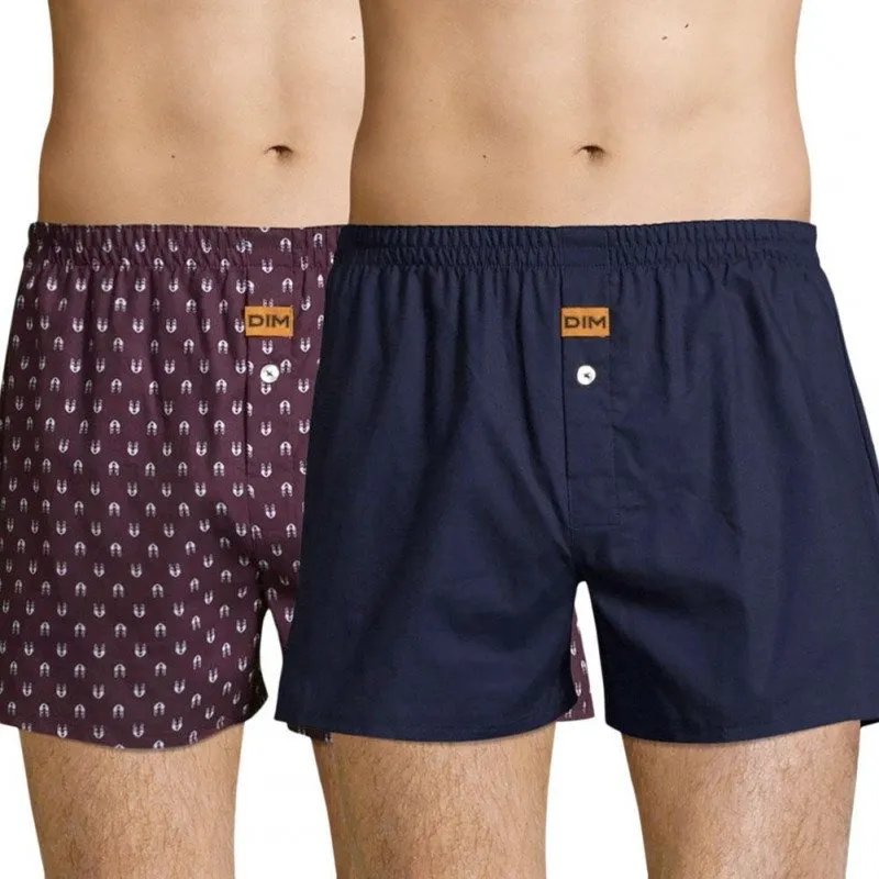 DIM lot de 2 caleçons Homme Coton LOUP Bleu denim Imprimé loup