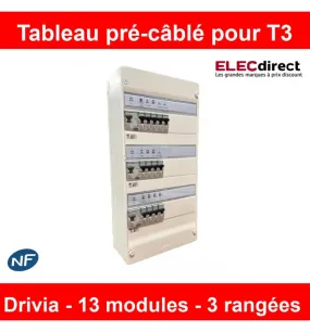 Legrand - Tableau électrique précâblé 1ID 63A 2ID 40A pour T3 - Drivia - 13 modules - 3 Rangées - AUTO - Réf : TAMC3R