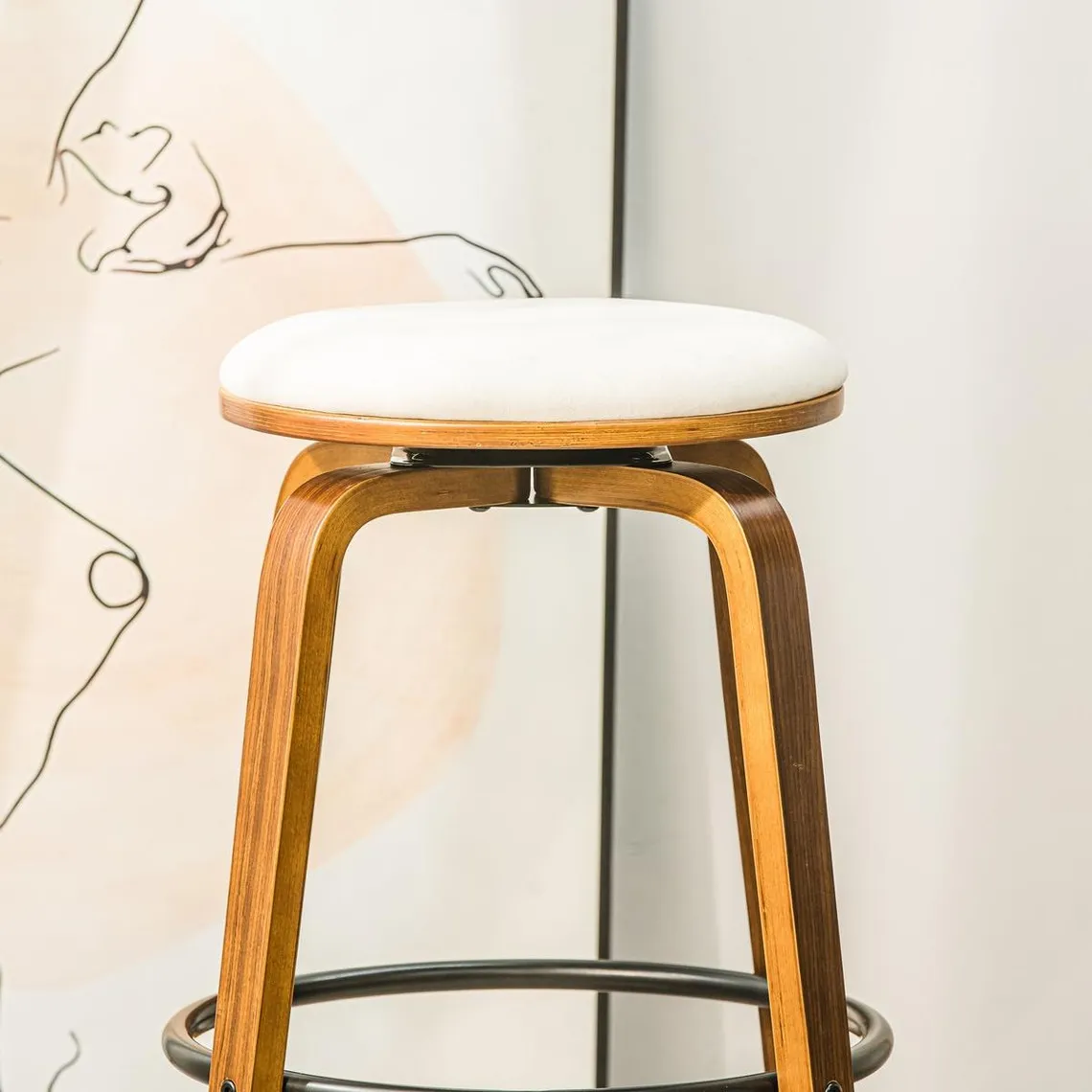 Lot de 2 Tabourets de Bar Bois Industriels Beige | 3 Suisses
