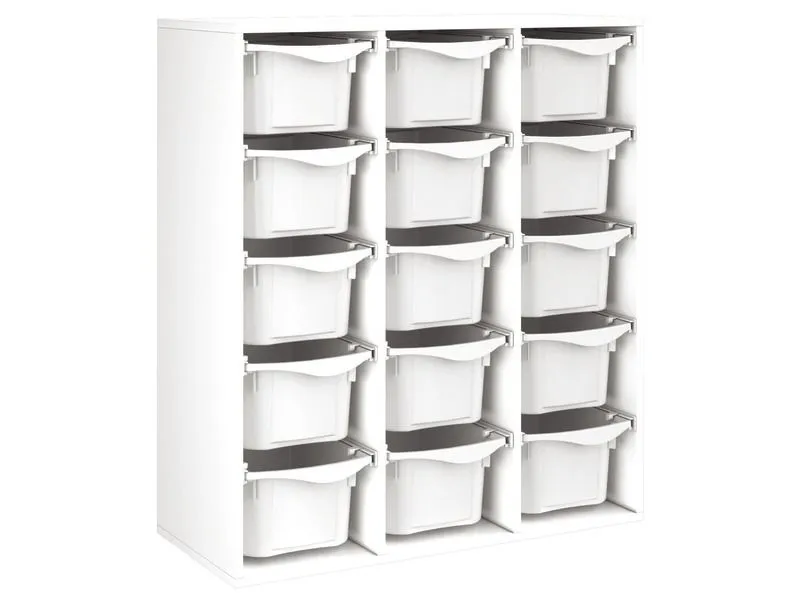 MEUBLE MÉLAMINÉ H: 118 cm - L: 105 cm 15 bacs sur rails