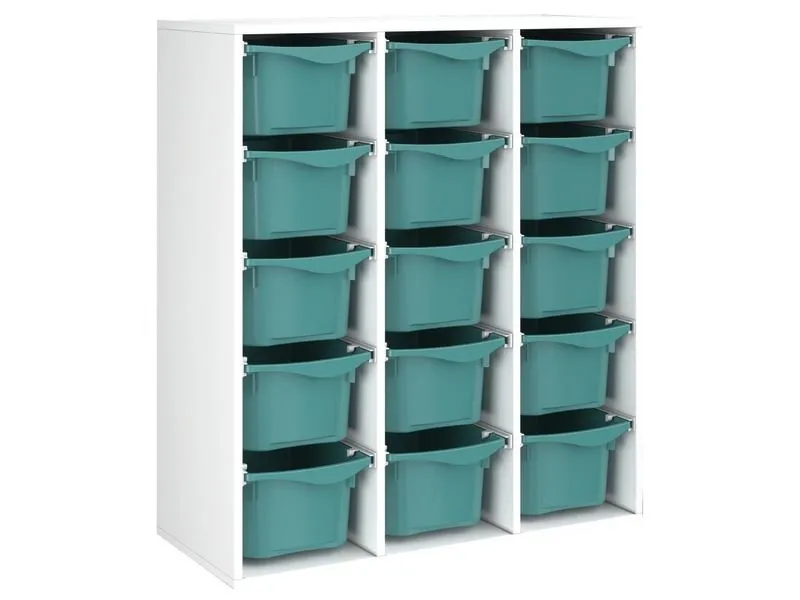 MEUBLE MÉLAMINÉ H: 118 cm - L: 105 cm 15 bacs sur rails