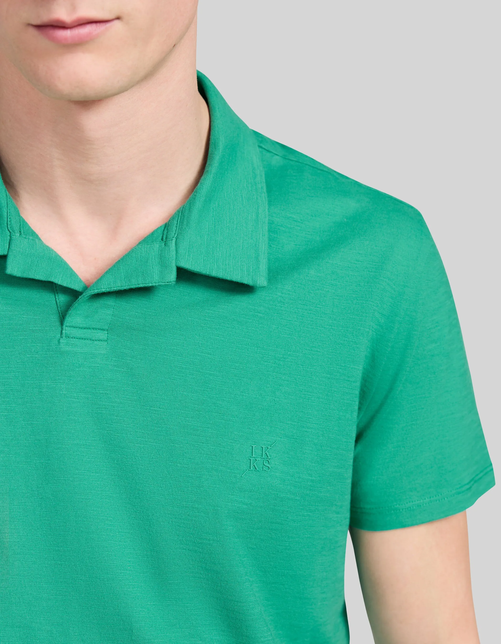 Polo petrol coton bio flammé Homme