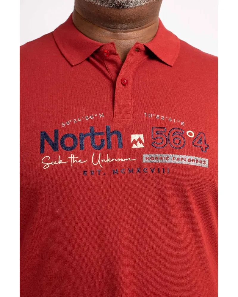Polo piqué North 564 grande taille brodé bordeaux - Size-factory