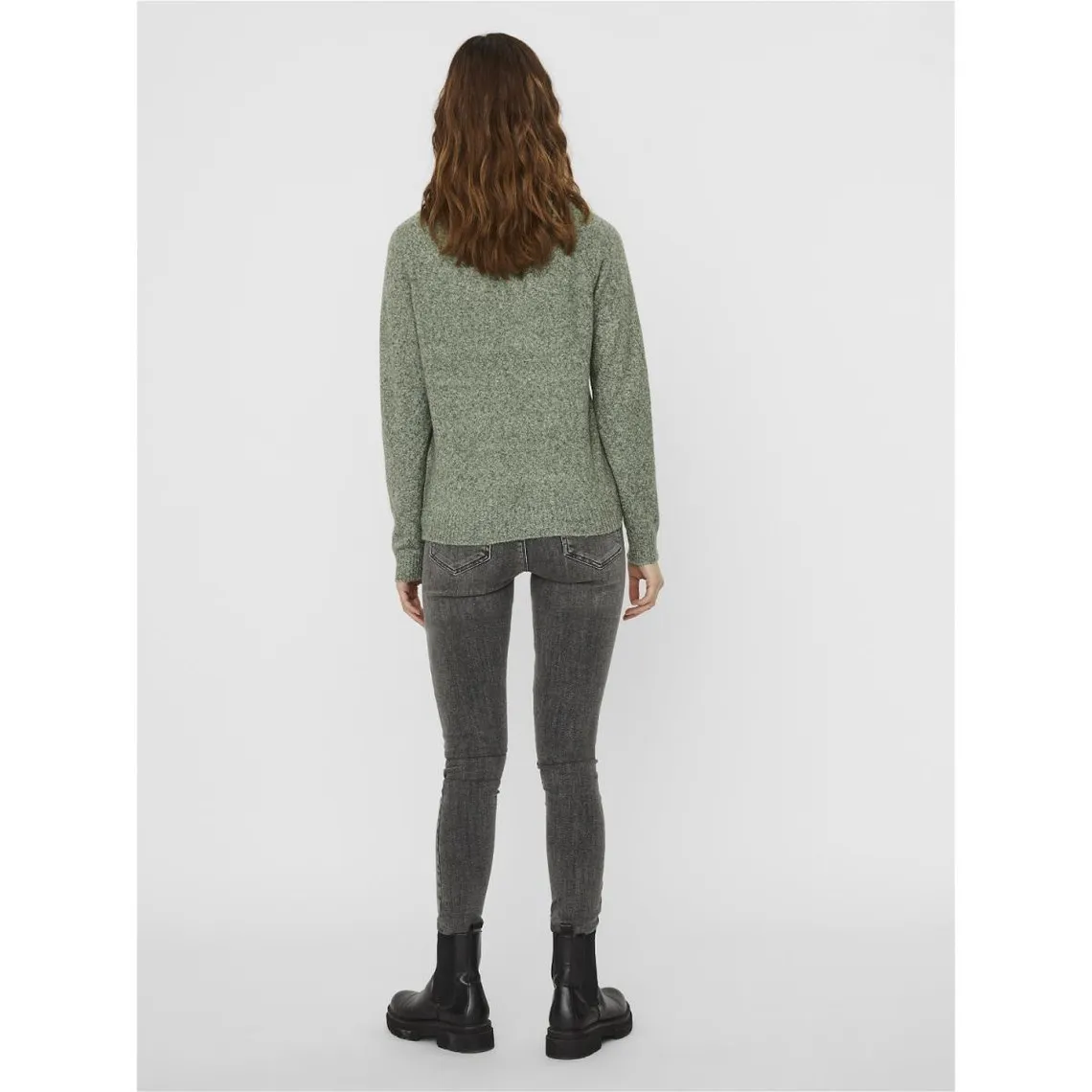 Pull en maille Col rond Manches longues vert Zola | 3 Suisses