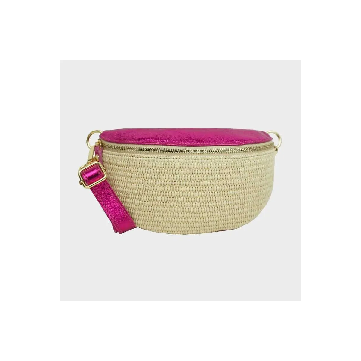 Sac banane en raphia et cuir Julie 53004-4 sur pecari
