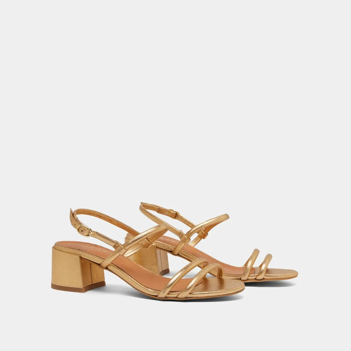 Sandales à talons en cuir métallisé or pour Femme | Jonak