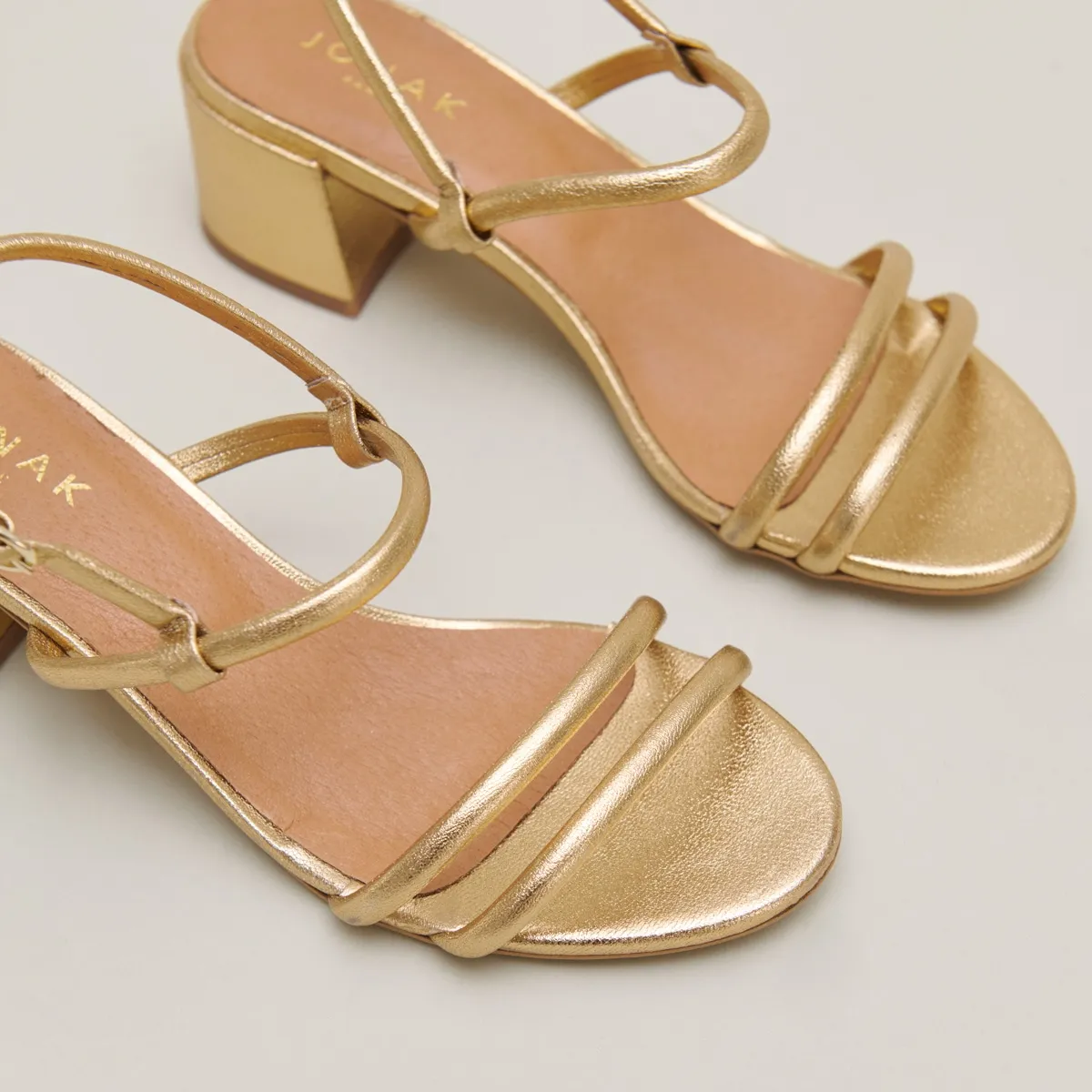 Sandales à talons en cuir métallisé or pour Femme | Jonak