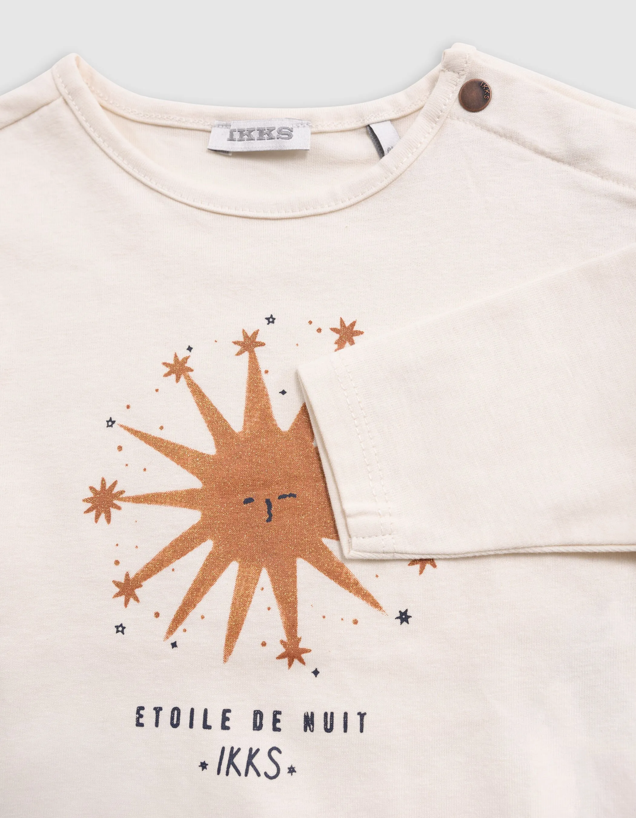T-shirt écru coton bio étoile de nuit bébé fille