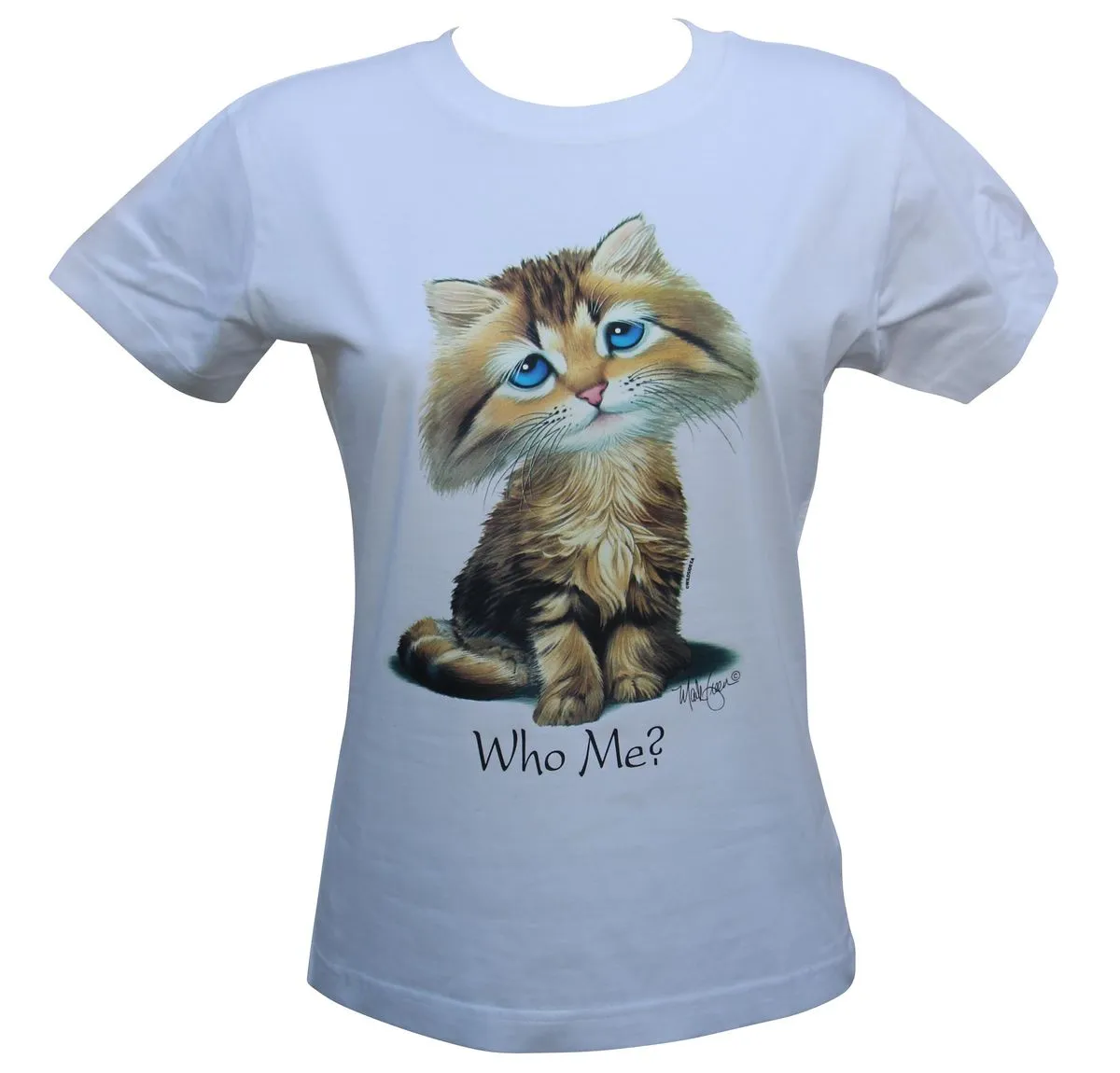 T-shirt femme manches courtes - Chat 85603 - blanc 
