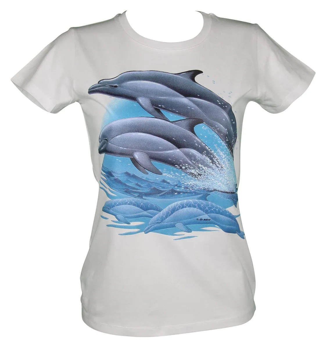 T-shirt femme manches courtes - dauphins 12393 - blanc 