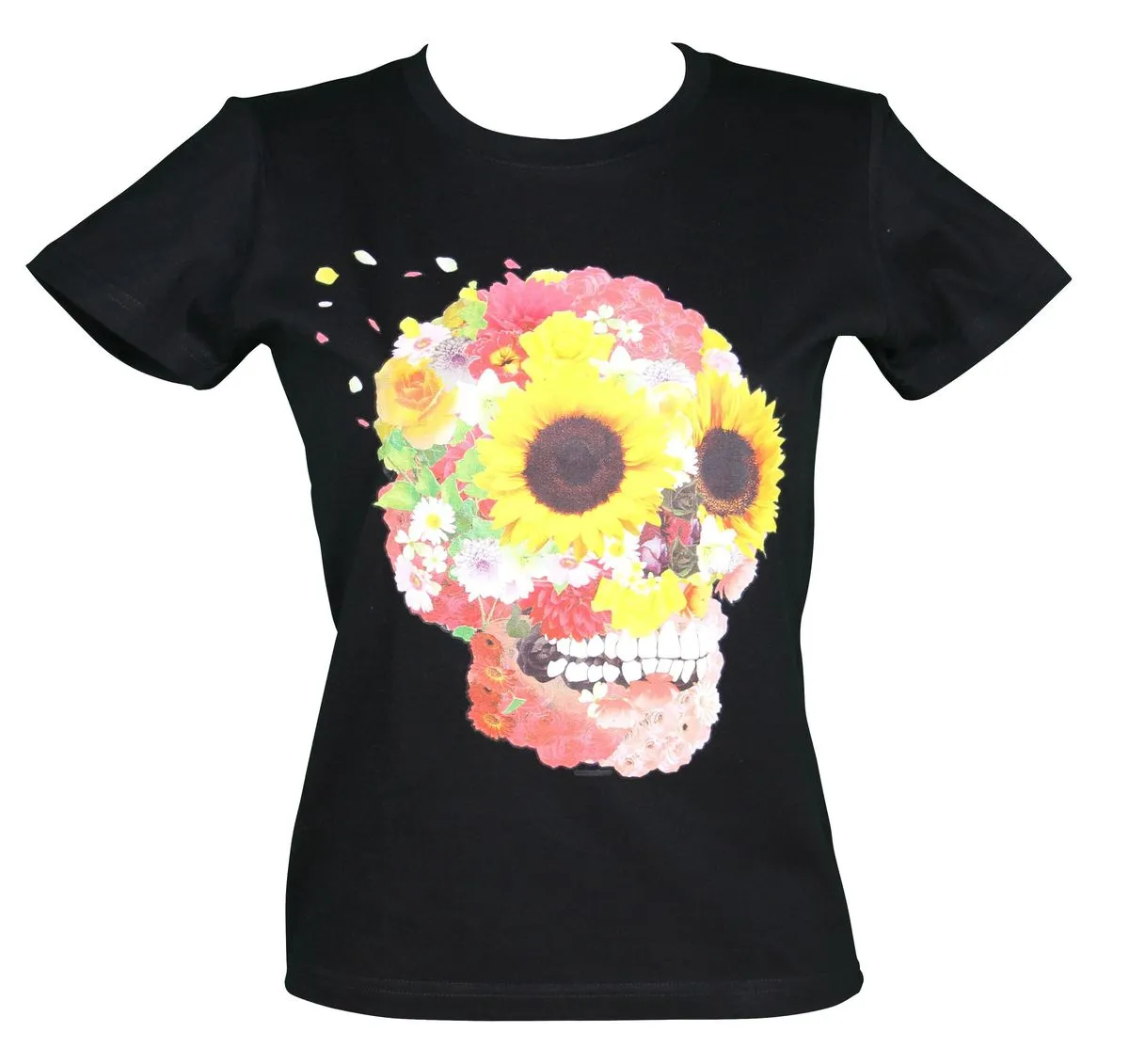 T-shirt femme manches courtes - Tête de mort 10713 - noir 